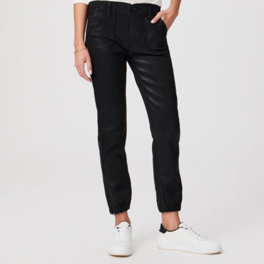 Paige Mayslie Cropped Coated Jogger Pants - Size 27